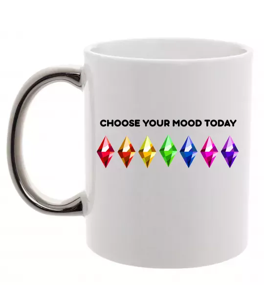 Чашка с цветной ручкой Choose your mood Серебро фото
