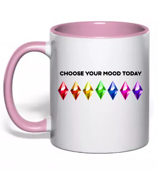 Чашка с цветной ручкой Choose your mood Нежно розовый фото
