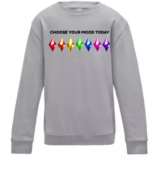Детский Свитшот Choose your mood Серый меланж фото