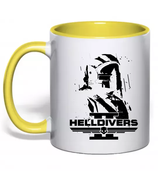 Чашка с цветной ручкой Helldivers game Солнечно желтый фото