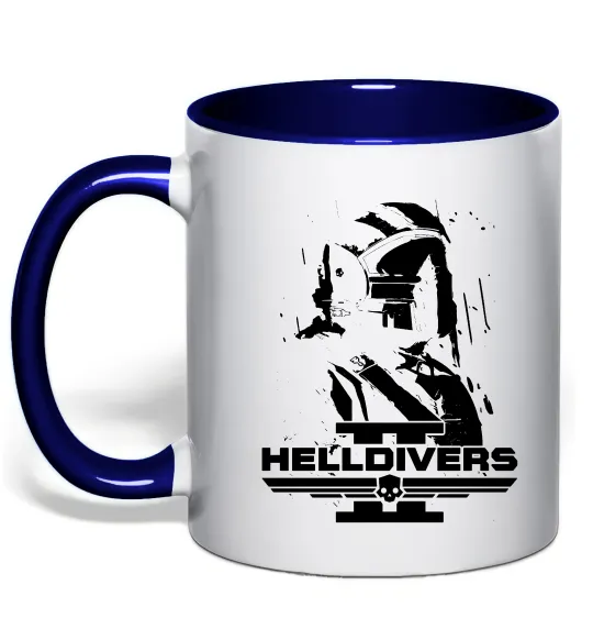 Чашка с цветной ручкой Helldivers game Глубокий темно-синий фото