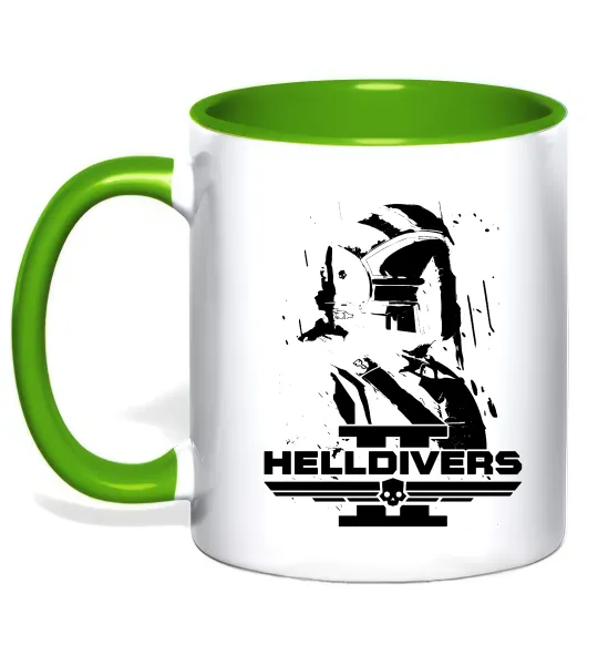 Чашка з кольоровою ручкою Helldivers game Лаймовий фото