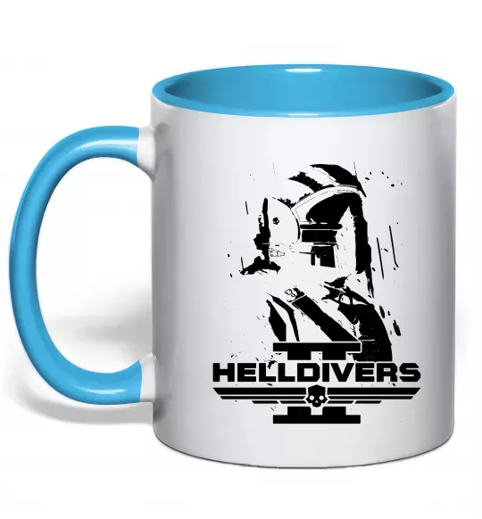 Чашка с цветной ручкой Helldivers game Голубой фото
