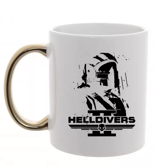 Чашка с цветной ручкой Helldivers game Золото фото