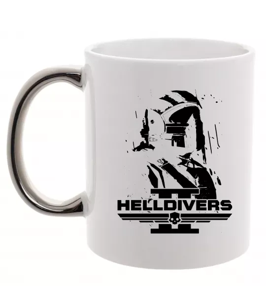 Чашка с цветной ручкой Helldivers game Серебро фото