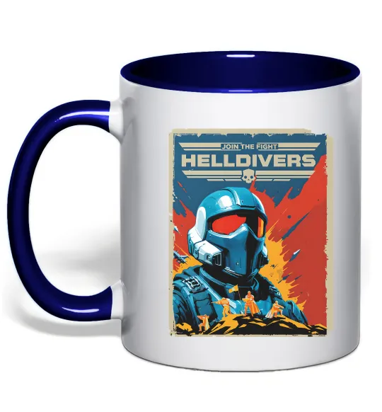 Чашка с цветной ручкой Helldivers join the fight Глубокий темно-синий фото