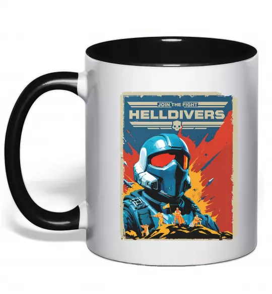 Чашка с цветной ручкой Helldivers join the fight Черный фото
