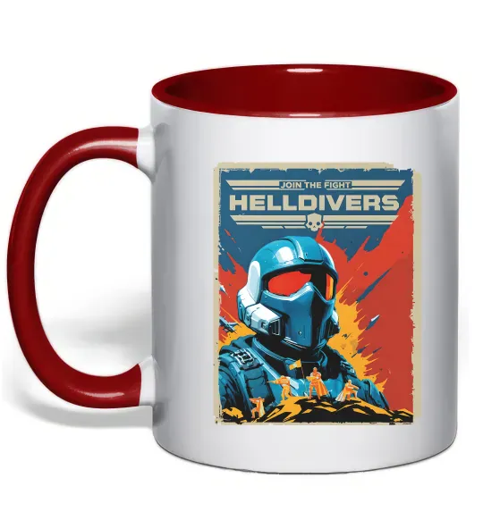 Чашка с цветной ручкой Helldivers join the fight Красный фото