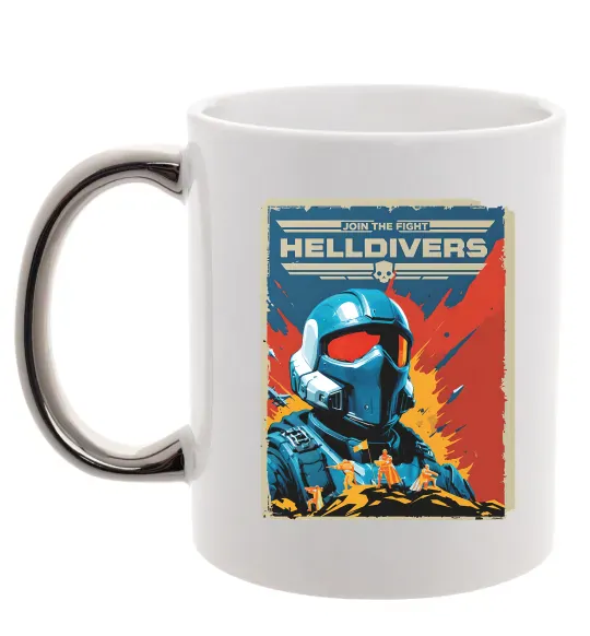 Чашка с цветной ручкой Helldivers join the fight Серебро фото