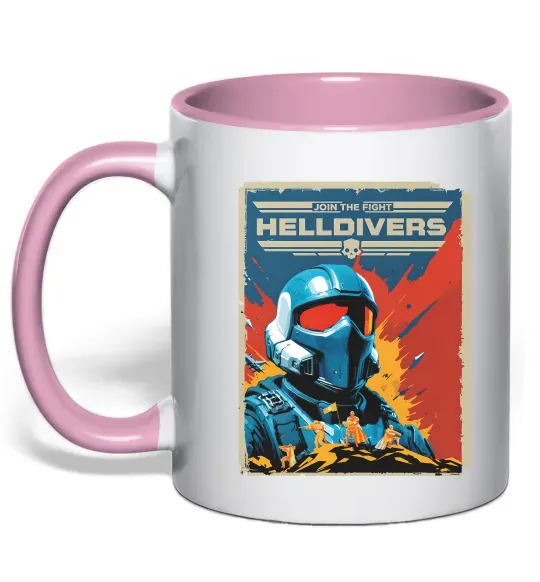 Чашка с цветной ручкой Helldivers join the fight Нежно розовый фото