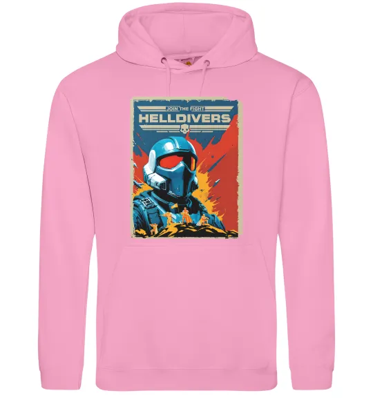 Мужская толстовка (худи) Helldivers join the fight Розовый фото