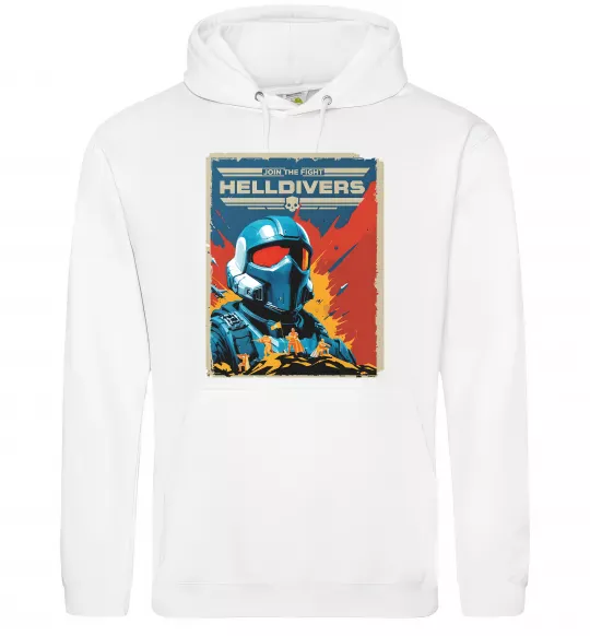 Мужская толстовка (худи) Helldivers join the fight Белый фото