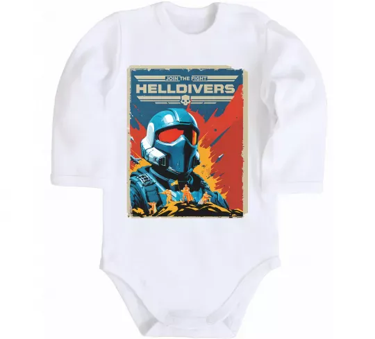 Детский боди Helldivers join the fight Белый фото