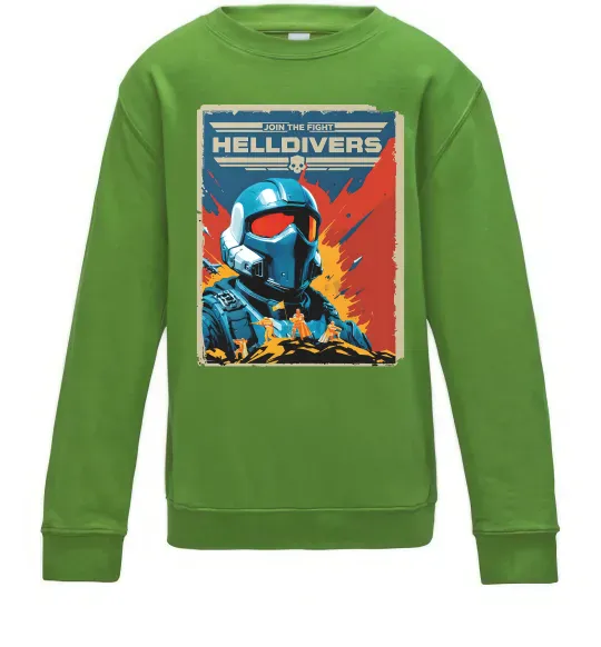 Детский Свитшот Helldivers join the fight Лаймовый фото