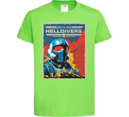 Детская футболка Helldivers join the fight Лаймовый фото