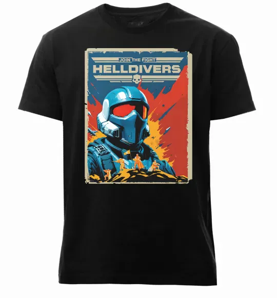 Чоловіча преміум футболка Helldivers join the fight Чорний фото