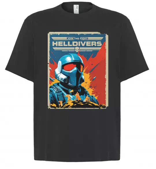 Футболка Оверсайз Helldivers join the fight Черный фото