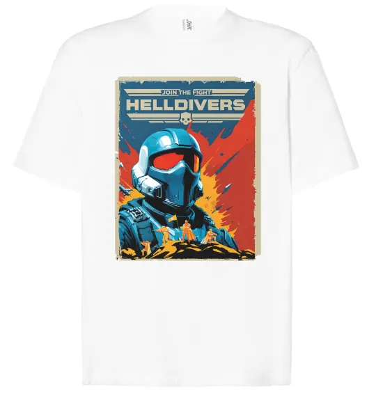 Футболка Оверсайз Helldivers join the fight Белый фото