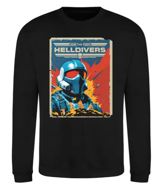 Світшот Helldivers join the fight Чорний фото