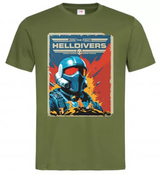 Чоловіча футболка Helldivers join the fight Оливковий фото