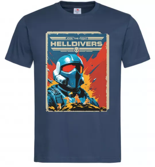 Чоловіча футболка Helldivers join the fight Темно-синій фото