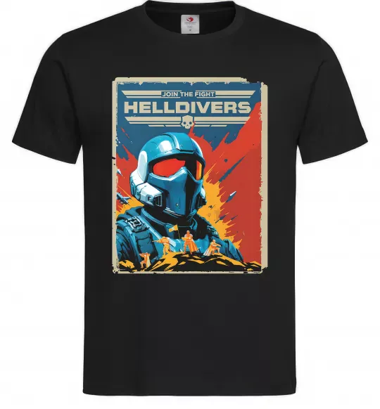 Чоловіча футболка Helldivers join the fight Чорний фото
