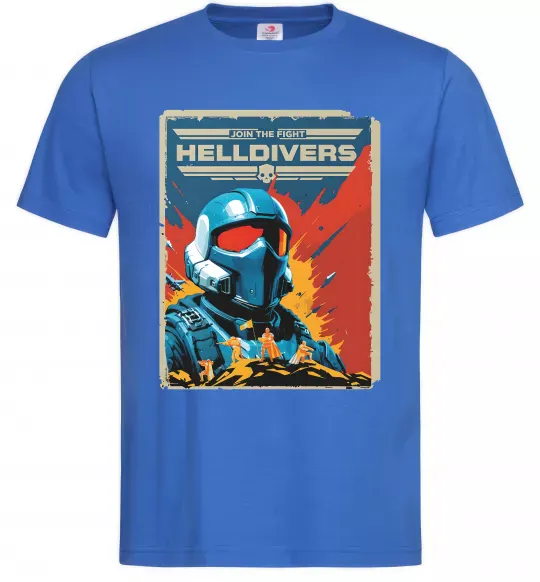 Чоловіча футболка Helldivers join the fight Яскраво-синій фото