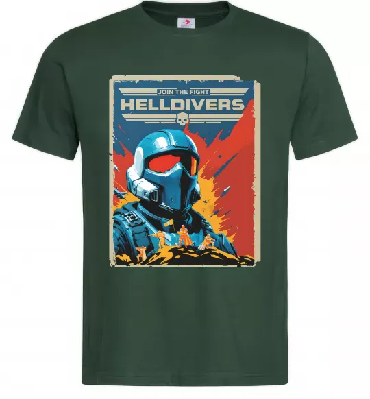 Чоловіча футболка Helldivers join the fight Темно-зелений фото