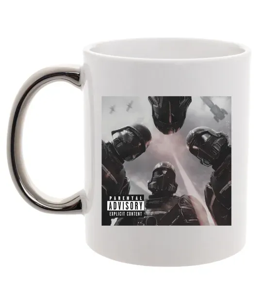 Чашка с цветной ручкой Helldivers poster Серебро фото