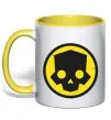 Чашка с цветной ручкой Helldivers skull Солнечно желтый фото