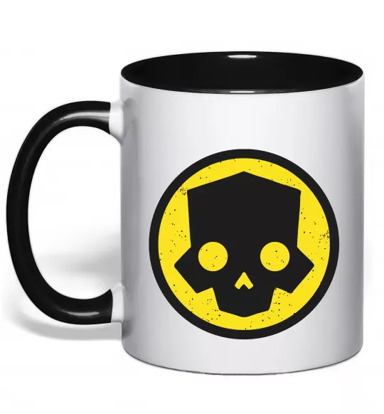Чашка с цветной ручкой Helldivers skull Черный фото