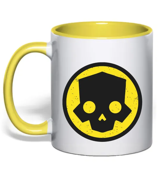 Чашка с цветной ручкой Helldivers skull Лимонный фото