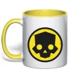 Чашка с цветной ручкой Helldivers skull Лимонный фото