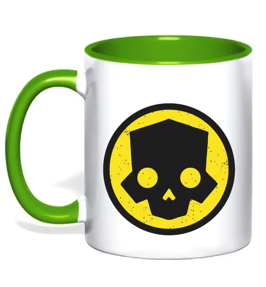 Чашка с цветной ручкой Helldivers skull Лаймовый фото