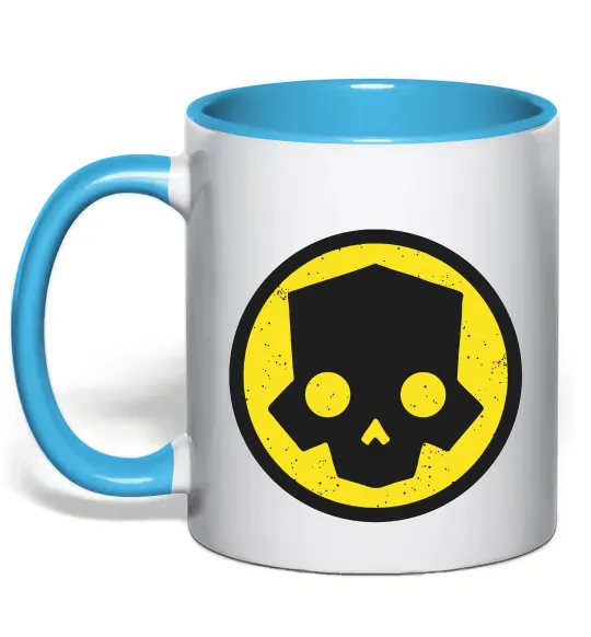 Чашка с цветной ручкой Helldivers skull Голубой фото