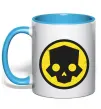 Чашка с цветной ручкой Helldivers skull Голубой фото
