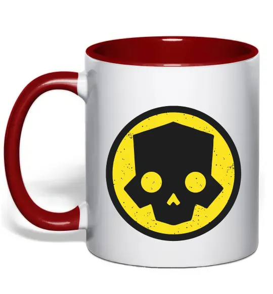 Чашка с цветной ручкой Helldivers skull Красный фото