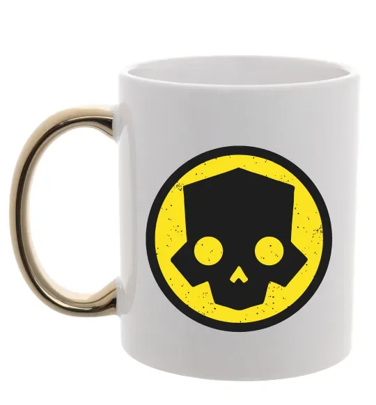 Чашка с цветной ручкой Helldivers skull Золото фото