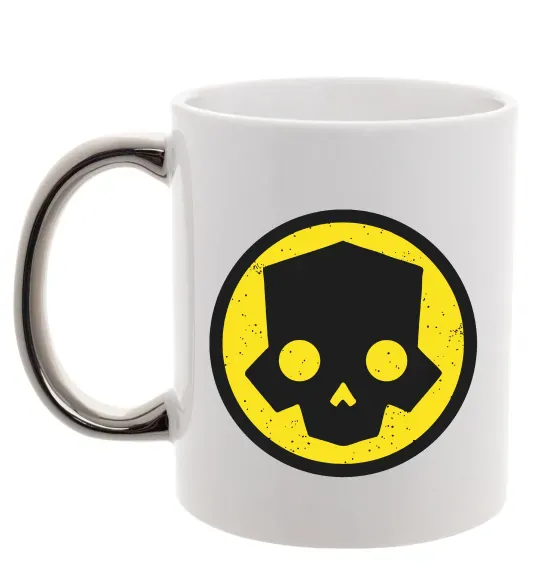 Чашка с цветной ручкой Helldivers skull Серебро фото