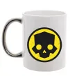 Чашка с цветной ручкой Helldivers skull Серебро фото