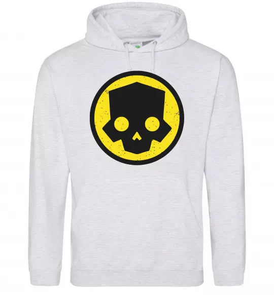 Мужская толстовка (худи) Helldivers skull Серый меланж фото
