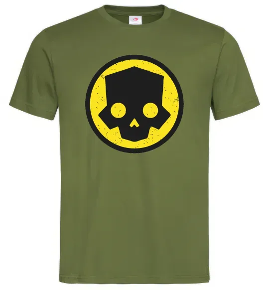 Мужская футболка Helldivers skull Оливковый фото