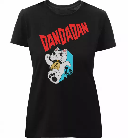 Жіноча преміум футболка Turbo Granny's Maneki Neko Чорний фото