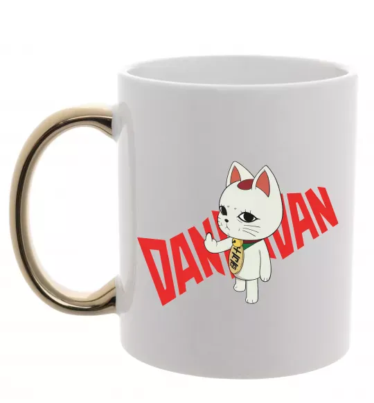 Чашка с цветной ручкой Maneki Neko Золото фото