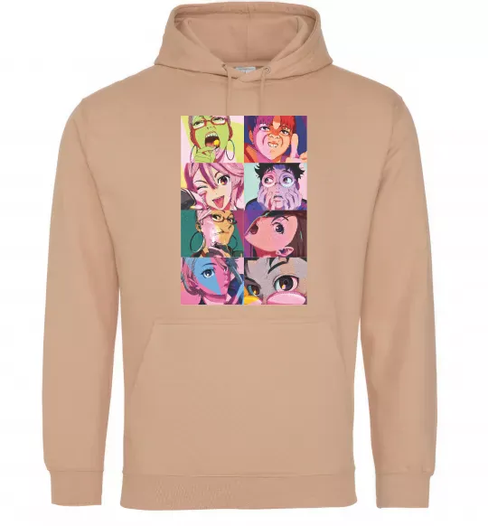 Мужская толстовка (худи) Дандадан колаж Песочный фото