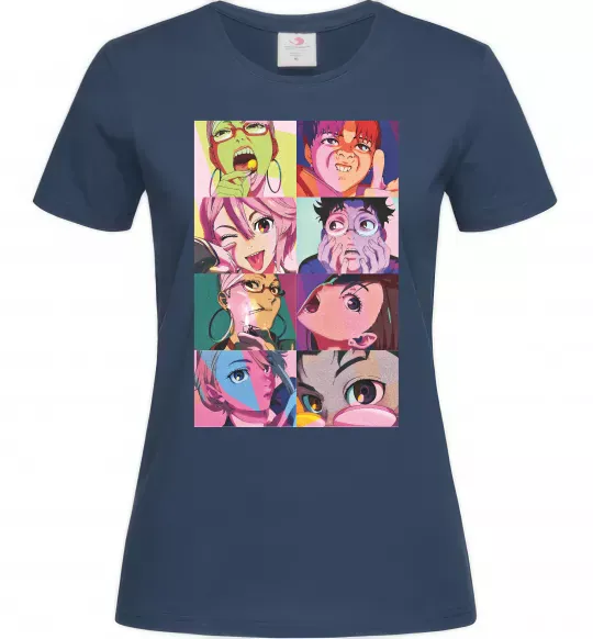 Жіноча футболка Дандадан колаж Темно-синій фото