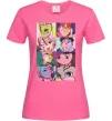 Жіноча футболка Дандадан колаж Яскраво-рожевий фото