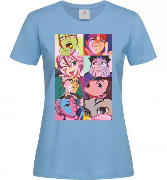 Жіноча футболка Дандадан колаж Блакитний фото