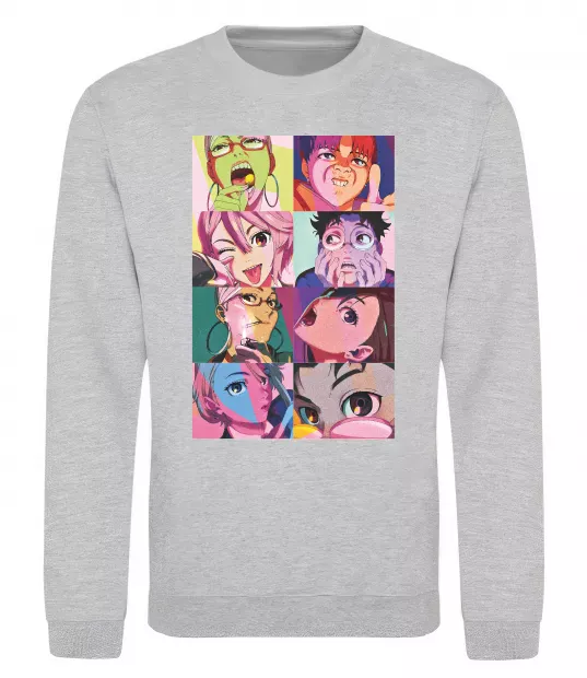 Свитшот Дандадан колаж Серый меланж фото