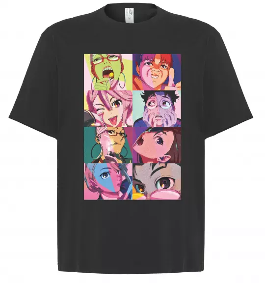 Футболка Оверсайз Дандадан колаж Черный фото